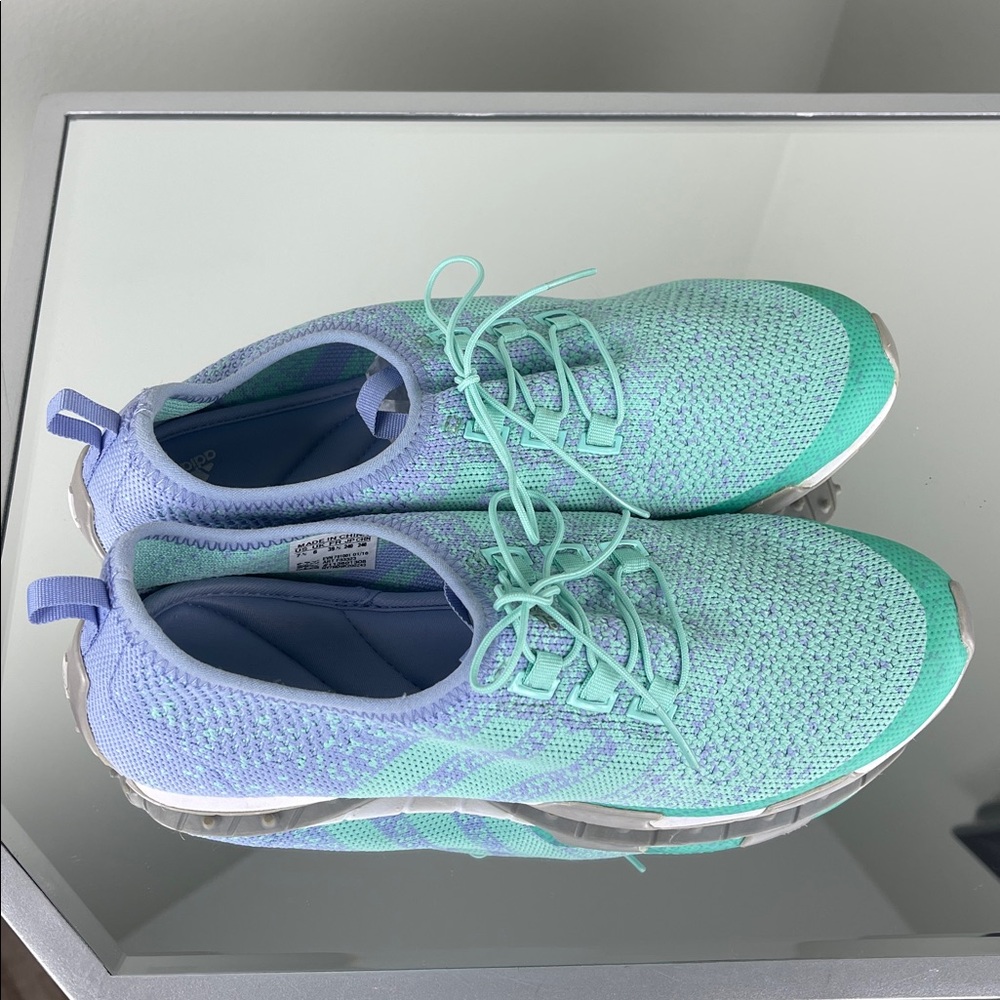 Adidas Lightweight Mint Green Knit Sneakers Women’s Size 7.5 - Picture 2 of 11
